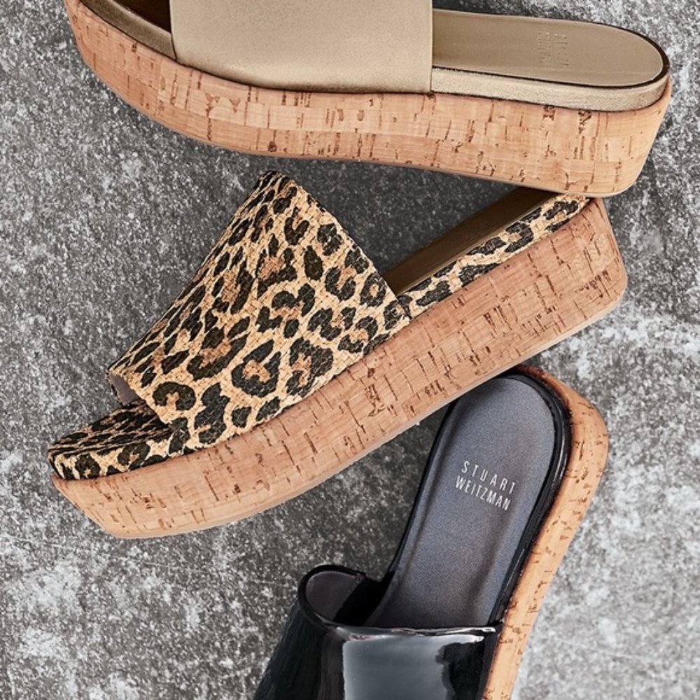 Stuart Weitzman Women's Leopard Platform Slide - Picture 2 of 14